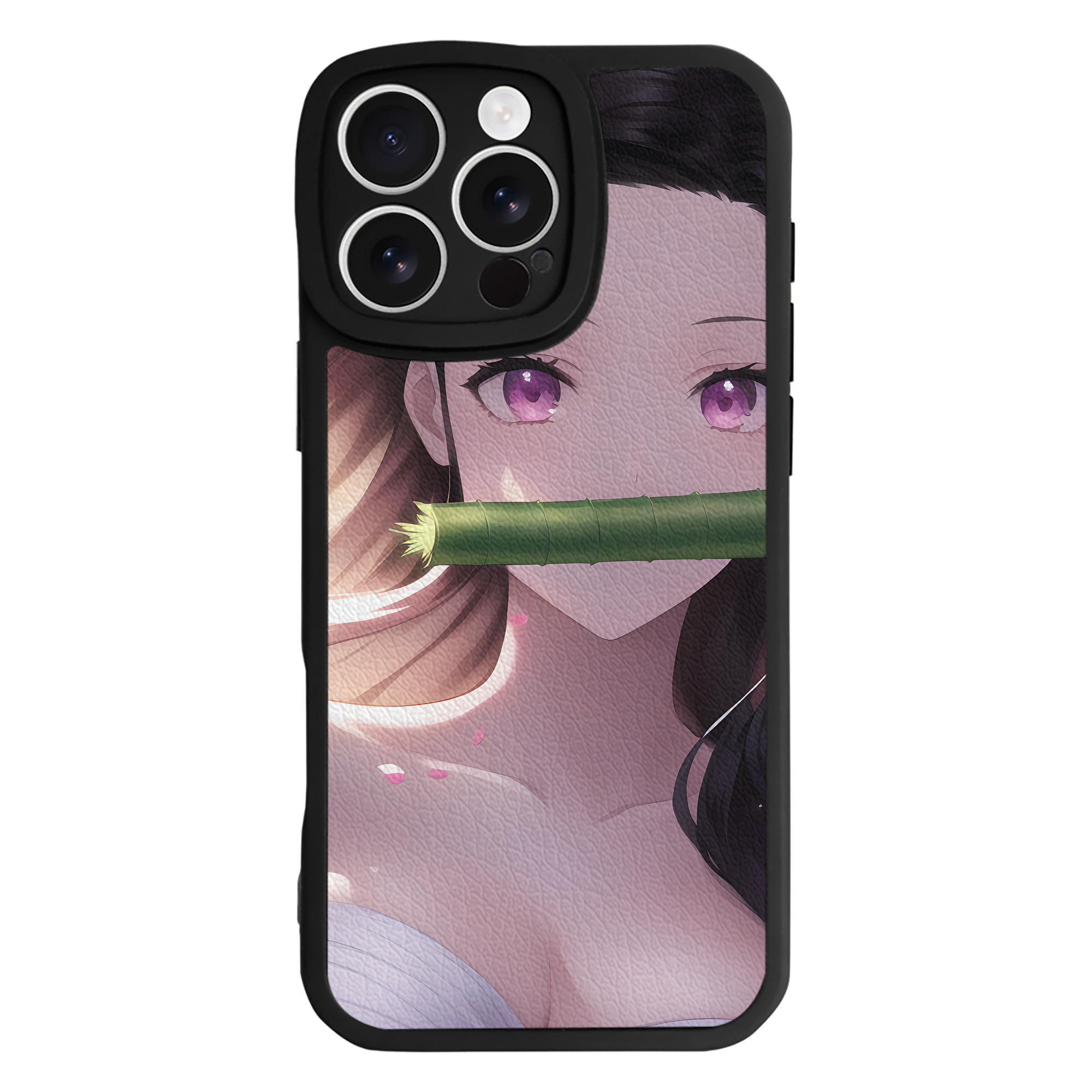 （画像用） 鬼滅の刃（きめつのやいば）竈門 禰󠄀豆子／かまど ねずこ Kamado Nezuko 【iPhone 16シリーズ対応】シリコンスマホケース（レザー調） 材質：シリコン